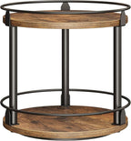 YATINEY Lazy Susan Organizer, Rotating Spice Rack, 2 Tier Spice Turntable Organizer, Industrial Turntable Spice Holder, for Kitchen Countertop and Cabinet, Compact and Versatile, Rustic Brown SR22BR