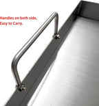 Direct Store Parts DS127 Stainless Steel BBQ Cooking Griddle, Universal Flat Top Griddle with 2 Handles for Most Gas Grills, W25"×D16"×H2.75", Heavy Duty Stainless Steel Griddle 1pc, Large size