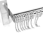 ASkinds Utensil Hanging Rack Stainless Steel Rail Hanger Rod Wall Mounted Pot Pan Lid Holder Cookware Storage Organizer with Sliding Hooks for Kitchen Bathroom