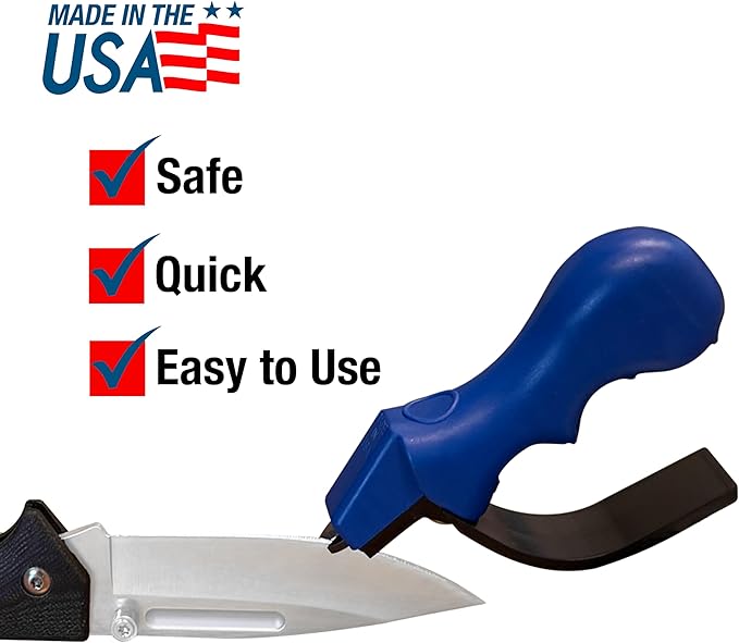 ACCUSHARP Knife Sharpener, Portable and Easy to Use, Hones and Sharpens Cleavers, Kitchen, and Serrated Knives, Sharpens Double Beveled Edge Knives