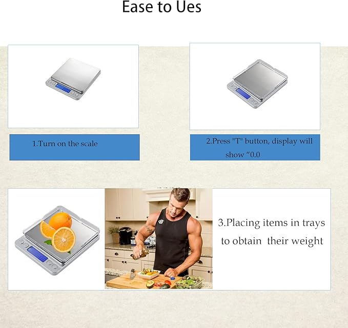 Food Scale, LZPGITGD Digital Kitchen Scale Weight Grams and OZ for Cooking Baking, Coffee, Loss Dieting, Jewelry and Meal Prep, 2 Trays, LCD, Auto Off, Tare Function, Stainless Steel(3000g/0.1g)
