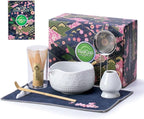Buucup Matcha Whisk Set, Ceramic Matcha Kit Set Includes Matcha Bowl, Matcha Whisk and Holder, Bamboo Scoop, Scoop Rest, Sifter and Tea Towel - 7 Pcs Matcha Kit for Matcha Lovers(White)