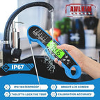AWLKIM® Meat Thermometer Digital - Fast Instant Read Food Thermometer for Cooking, Candy Making, Outside Grill, IP67 Waterproof Kitchen Thermometer with Backlight, Stocking Stuffers for Men - Blue