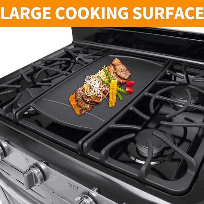 Upgraded 316499902 Griddle Replacement for Frigidaire Gas Stove Griddle 20"x7.9" Cast Iron Center Burner Griddle Plate Frigidaire Gallery Gas Range Cooktop Parts Stovetop Middle Flat Top Griddle Pan
