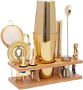 11-Pcs Cocktail Shaker Set Gold,Bartending Kit Stainless Steel Shakers 25oz Bar Kits for Bartender Mixing Set Barware Tool Sets for Professional Bartender and Home