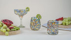 Confetti Dots Hand Blown Stemless Wine Glasses - 100% Recycled Mexican Glassware - Artisan Crafted Drinking Glasses for Cocktails, Tequila, or Water - Set of 6 (16 oz)