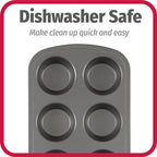 GoodCook Everyday Nonstick Steel Muffin Pan, 6 cup, Gray (Pack of 12)