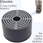Elevate Anti-Splash Cup Riser Accessory for most Keurig K-cup, Cuisinart Single Serve, and other Coffee Makers, Adjustable for Cup Size and Drip Tray Type (Dark Gray with Black Base)