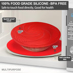 Walfos 12 10 Inch Silicone Microwave Mats, Microwave Splatter Cover for Food, Pot Holders for Kitchen, Non-Slip Heat Resistant Silicone Mats for Microwave, Oven, Hot Pan, Pot (Red)