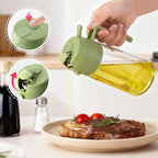 2Pcs Glass Oil Sprayer for Cooking 16oz/470ml, Kitchen Gadget for Air Fryer, Salad, BBQ, Frying（Black+Green）