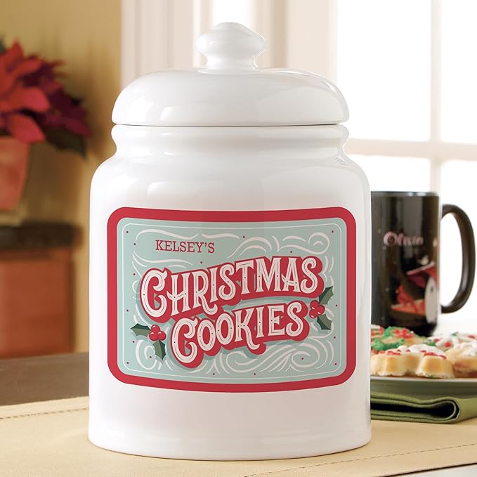 Let's Make Memories Personalized Christmas Cookie Jar - For Her - Kitchen Christmas Décor