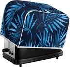 JEOCODY Toaster Oven Covers - Large 2 Slice Blue Dust-proof Quilted Bread Maker Cover with Fingerprint Protection