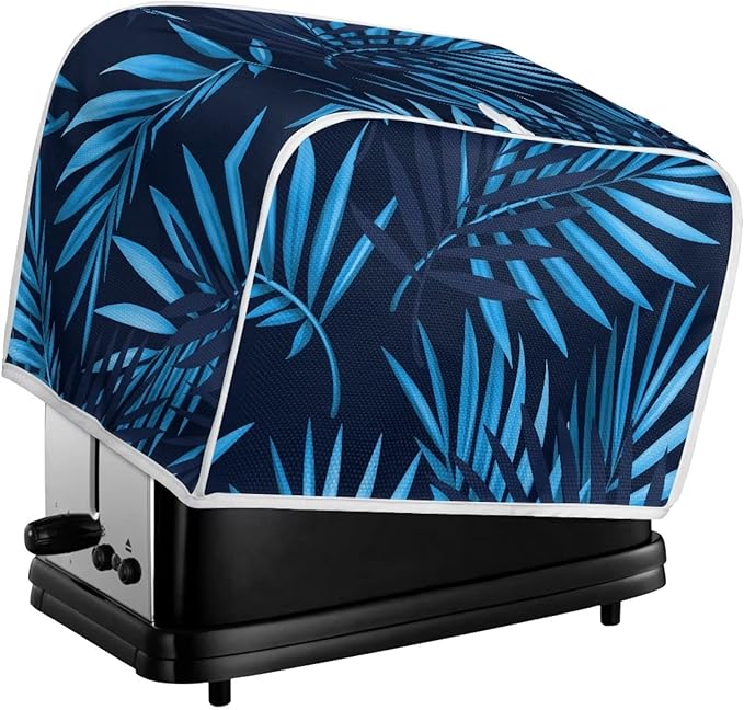 JEOCODY Toaster Oven Covers - Large 2 Slice Blue Dust-proof Quilted Bread Maker Cover with Fingerprint Protection