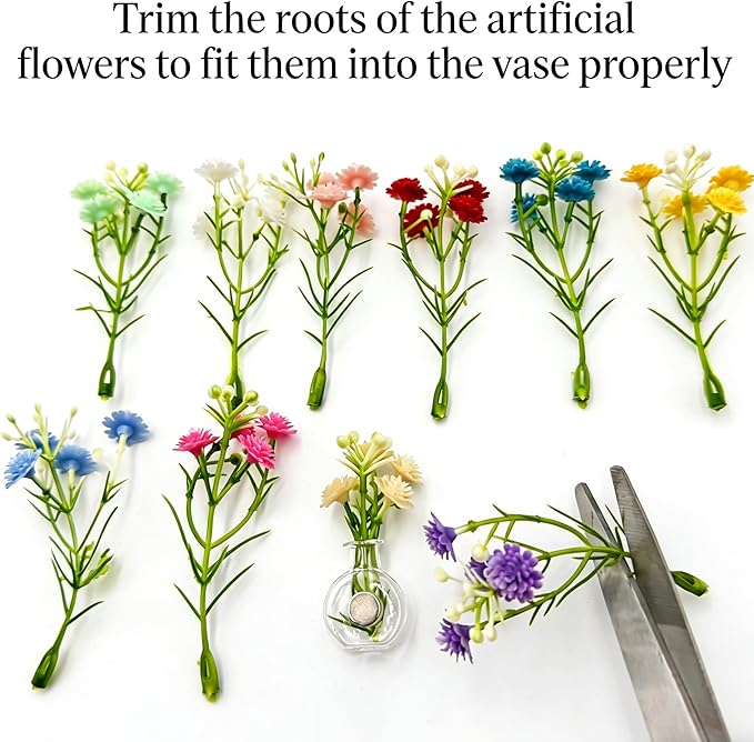 Mini Vase Magnets for Fridge, 10pack Cute Tiny Magnetic Glass Vases Refrigerator Accessories, Real Flowers Pot Magnet, Funny Aesthetic Plant Pot Locker Office Kitchen Decoration, Small Magnet Bud