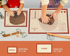 2 Pack Non Stick 26''x16'' Extra Large Thick Silicone Pastry Mat and 16''x11'' Cooking Mats, Double Measures Scale for Non-slip Silicone Baking Sheet,Counter Mat, Dough Rolling, Reusable Bakeware Mats