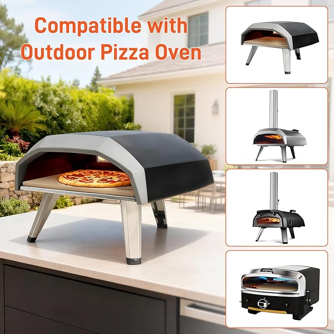 Arcedo Pizza Stone for Oven and Grill 13 Inch, Baking Stones for Bread Thermal Shock Resistant 13x13 Square Pizza Grilling Pans Replacement with PE Scraper