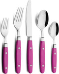 ANNOVA Silverware Set Stainless Steel Cutlery Color Handle With Rivet/Retro Flatware (Pink, 20 Pieces)