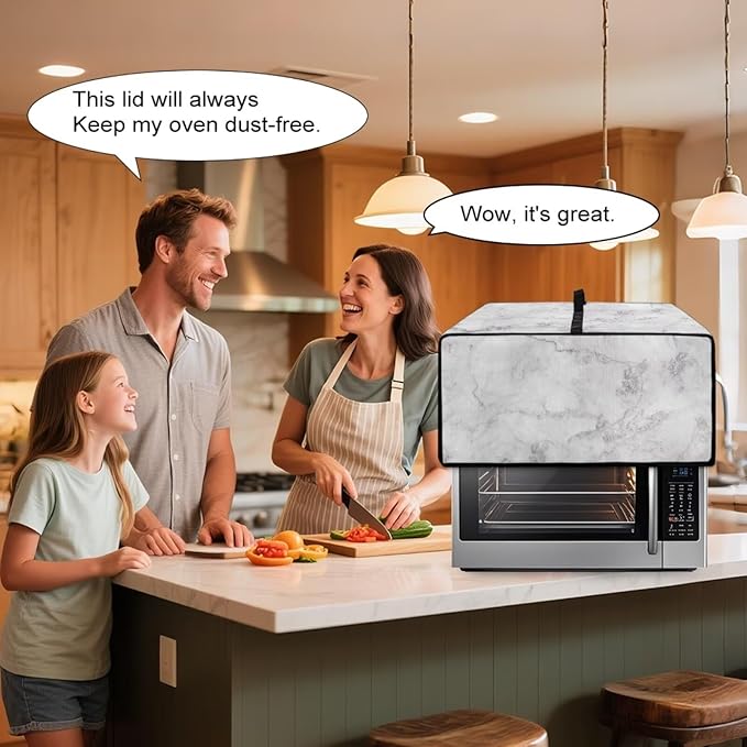 Marble Print Toaster Oven Protective Cover for Kitchen Counter, Heat-resistant Dust-proof Microwave Oven Air Fryer Cover with Storage Pockets (Medium-16.1 * 19.71 * 10 inches)