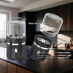 Unique Electric Herb Grinder, Small Spice Grinder Electric herb Grinders Mini Size 2x3.5inches with 2pcs 1.7oz/50ml Glass Jar Herb Jar Portable Grinders Rechargeable Automatic herb Grinder