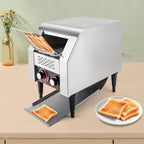 Commercial Conveyor Toaster 1300W, 150 Slices/Hour Stainless Steel Bread Oven with Dual Temp Control & Double Chutes - 7-Speed Adjustable