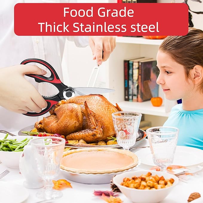 Kitchen Scissor For General Use 2-Packs,Heavy Duty Kitchen Raptor Meat Shears,Dishwasher Safe Cooking Scissors,Stainless Steel Multi-function Scissors For Food,Chicken,Poultry,Fish,Herbs