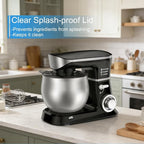 Electric Stand Mixer, Kitchen Mixer 6.5-Quart Tilt-Head, 6 Speeds with Dough Hook, Whisk, Beater, and Splash Guard, Stainless Steel Bowl for Baking—Perfect for Baking Bread, Cookies, Cakes