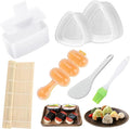 7 Pcs Onigiri Rice Ball Mold Maker Kit, Musubi Press, Classic Triangle Shake Sushi Roller Mat Tool for Kids Bento Lunch and Home DIY, Non-stick, BPA-Free