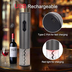 Electric Wine Opener,Rechargeable Automatic Wine Corkscrew with Foil Cutter, Type-C Charging Wine Openers With LED Light For Wine Lovers Gift Christmas Home Bar Party