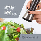 Prefilled Stainless Steel Salt and Pepper Grinder Two Piece Set - Includes Himalayan Salt and Quality Black Pepper - Glass and Stainless Steel Mill - Large Capacity Shakers - Top Loading By Mason Mil