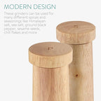 Navaris Salt and Pepper Mill Set - Adjustable Rubber Wood Salt and Pepper Grinders Shakers with Ceramic Grinding Core for Home, Restaurants - Design 1