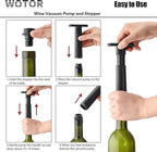 WOTOR Wine Saver Vacuum Pump with 8 Stoppers, Wine Stopper & Preserver, Reusable Bottle Sealer Keeps Fresh, Ideal Accessories Gift (Flat Handle)