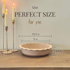 MORA Ceramic Pie Pan for Baking - 9 inch - Deep and Fluted Pie Dish for Old Fashion Apple Pie, Quiche, Pot Pies, Tart, etc - Modern Farmhouse Style Porcelain Ceramic Pie Plate - Chai