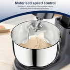Camic Stand Mixer, 4.2QT+5.3QT Two bowls Electric Food Mixer, 10 Speeds with Digital setting 3-IN-1 Kitchen Mixer for Baking Cakes Cookie Bread Salad with Egg Whisk,Dough Hook,Flat Beater (Grey)