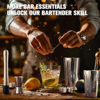 Cocktail Shaker Set, 23-Piece Boston Stainless Steel Bartender Kit with Acrylic Stand & Cocktail Recipes Booklet, Professional Bar Tools for Drink Mixing, Home, Bar, Party (Include 4 Whiskey Stones)