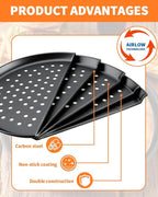 2 PCS 12-Inch Nonstick Pizza Pan with Holes, Perforated Carbon Steel Pizza Tray for Oven, Round Bakeware Pizza Tray for Home Restaurant Kitchen Baking