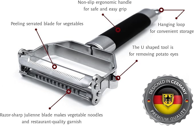 Deiss PRO Dual Julienne Peeler & Vegetable Peeler and Deiss PRO Lemon Zester & Heavy Duty Cheese Grater
