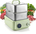 10.6 QT Double-Layer steamer for cooking, 304 Stainless Steel food steamer electric with Timer & Auto Shut-Off, Fast Heating Vegetable Steamer Electric for Veggies, Seafood, Rice,BPA-Free