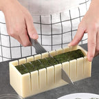 Sushi Making Kit(7Pcs) Square, Round & Heart Shaped Sushi Mold with Spoon & Even Slot for Easy Cutting Plastic Maker for Household, Commercial, Tools Gadget Sets