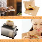 8 Pack Non Stick Toaster Sandwich Bags Reusable and Heat Resistant Easy to Clean,Washable Toaster Bags for Toaster Microwave Grill Cheese Sandwiches,Toast Bags for Toast Sandwich Panini Snacks (8)