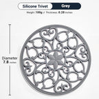 SMARTAKE 3 Set Silicone Trivet Mats, Multi-Use Carved Trivet Mat, Insulated Non-Slip Durable Kitchen Mats, Flexible Modern Kitchen Table Mat, for Hot Dishes, Pots, Dining Countertop, Grey, STM413H