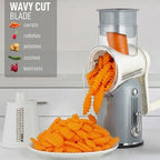 Zulay Kitchen Rotary Cheese Grater 5 Blade Cheese Shredder - Manual Hand Crank Cheese Grater With Reinforced Suction & 5 Interchangeable Drums - Easy to Use, Vegetable Chopper Round Mandoline Slicer