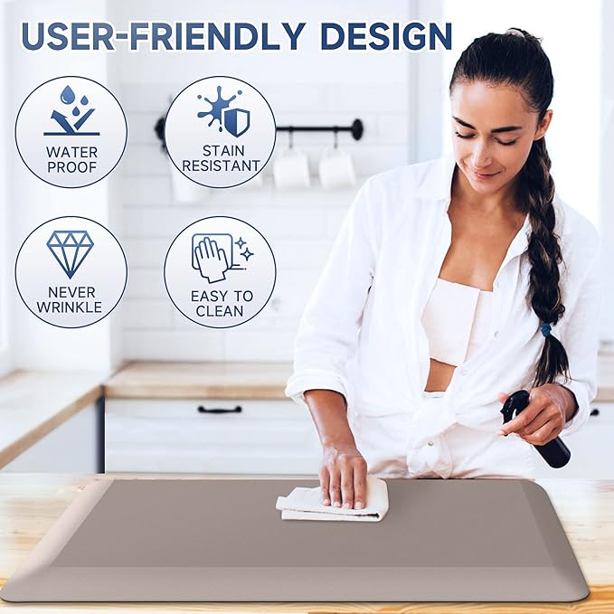 4/5 Inch Thick Kitchen Mats for Floor, StepRite Kitchen Rug for Standing Desk, Non-Slip, Thicker, Stain & Water Resistant, Comfort Anti Fatigue Floor Mat for Home, Kitchen, Office - Khaki,70 * 24''