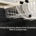 MAJALiS Expandable Stainless Steel Over The Sink Dish Drying Rack for Small Kitchen Counter Space Saving, Compact RV Plate Drainer Strainer in Silver Wire Metal with Hanging Adjustable Utensil Holder