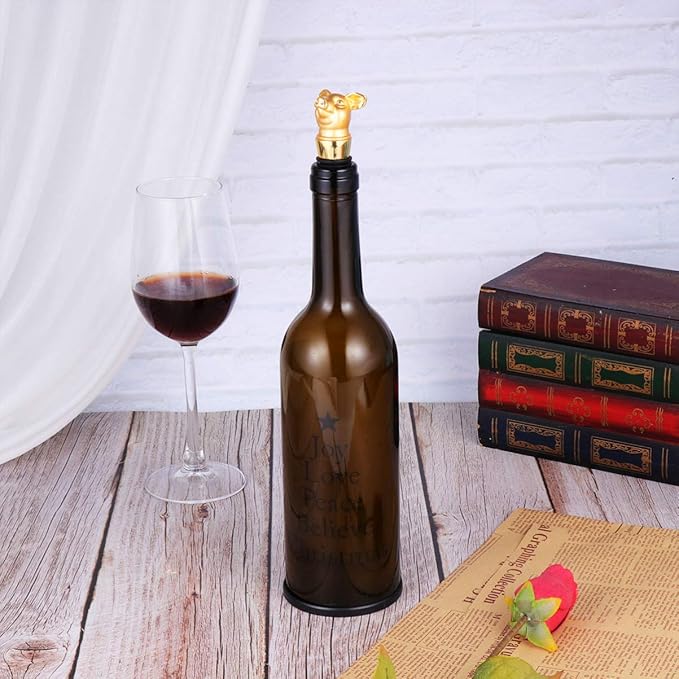 Hemoton Pig Wine Stopper Creative Animal Design Food Grade Alloy Bottle Plug for Wine Beer Vinegar Bottles Perfect for Bar Party Kitchen Use
