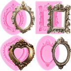 Mujiang Photo Frame Fondant Molds Picture Frames Silicone Mold For Cake Decorating Cupcake Topper Chocolate Candy Polymer Clay Set Of 4