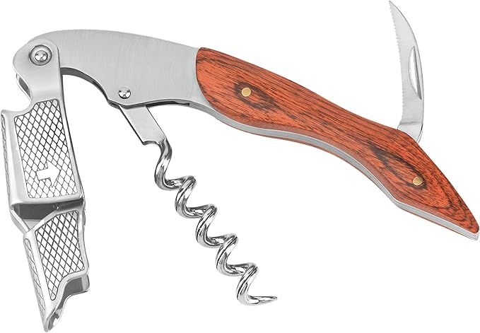 ELEGANTZ Wine Bottle Opener Set – Premium Corkscrew with Foil Cutter & Beer Bottle Opener – Ergonomic Wooden Handle for Smooth Cork Removal – Sommelier Accessories Gift for Wine Lovers