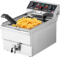 ROVSUN 12.5QT Electric Deep Fryer, 1700W Commercial Deep Fryer with Basket, Drain, 60-Min Timer, Overheat Protection, Temp Control & Baskets, Stainless Steel Countertop Fryer for Restaurant