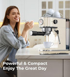 atatix 20 Bar Espresso Machine with Milk Frother, Compact Espresso Maker, Stainless Steel Coffee Machine with Precise Temp Control & 44oz Removable Water Tank for Latte, Cappuccino, Creamy White