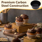 8PCS Nonstick Muffin Pans Carbon Steel Pudding Cups, Individual Cupcake Popove Pans for Baking Muffins, Cheese Pudding, Egg Tarts
