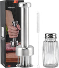 Stainless Steel Meat Tenderizer Tool, 21 Sharp Needles, Chicken Meat Tenderizer, Tenderizing Steak, Beef, Chicken, Pork, Barbecue, Marinating Prep Tool, with Cleaning Brush and Seasoning Jars